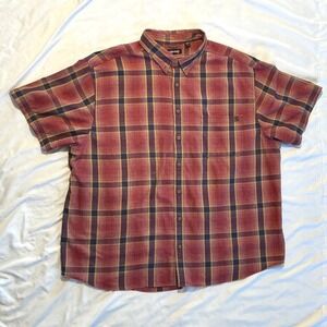 Solaris Mens Short Sleeve Plaid Button Down Shirt Red Navy Yellow 3XB